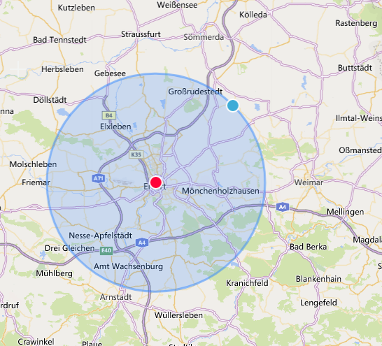 Bewegungsradius in Thüringen: In diesem Radius von Erfurt wirst du dich bewegen dürfen.