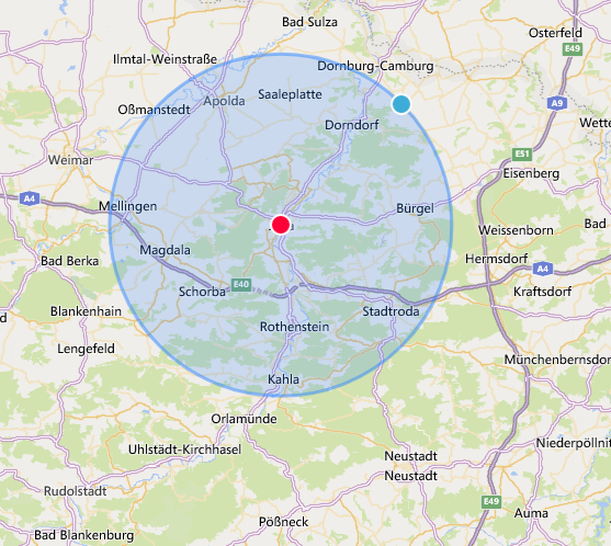 Bewegungsradius in Thüringen: In diesem Radius von Jena wirst du dich bewegen dürfen.