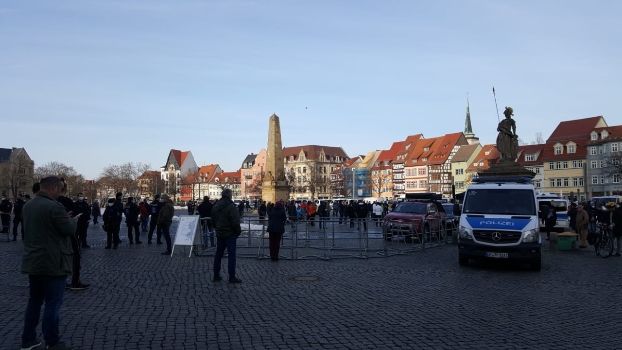 Es gab ein großes Sicherheitsaufgebot bei der Demo am Samstag.