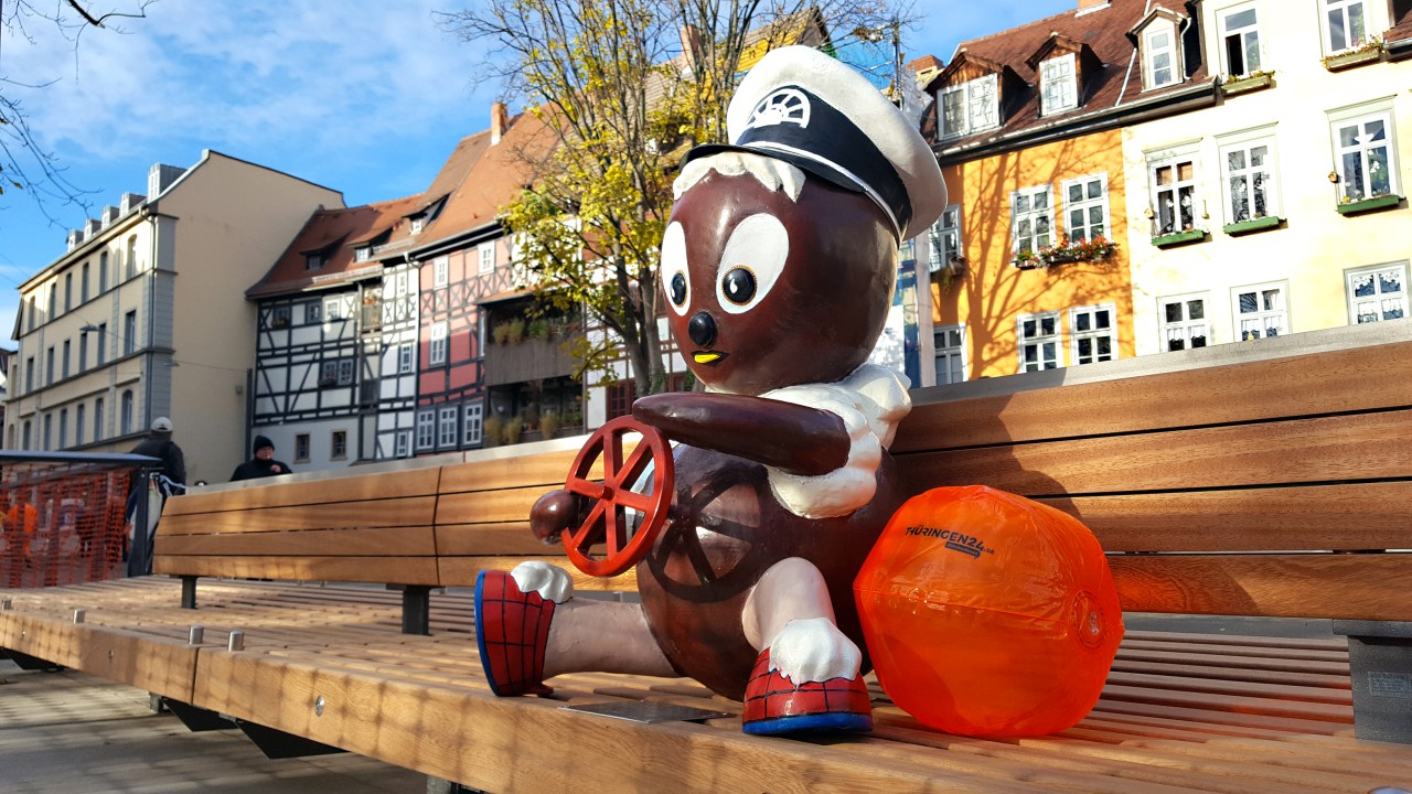 Pittiplatsch ist ein beliebtes Foto-Motiv hinter der Erfurter Krämerbrücke.