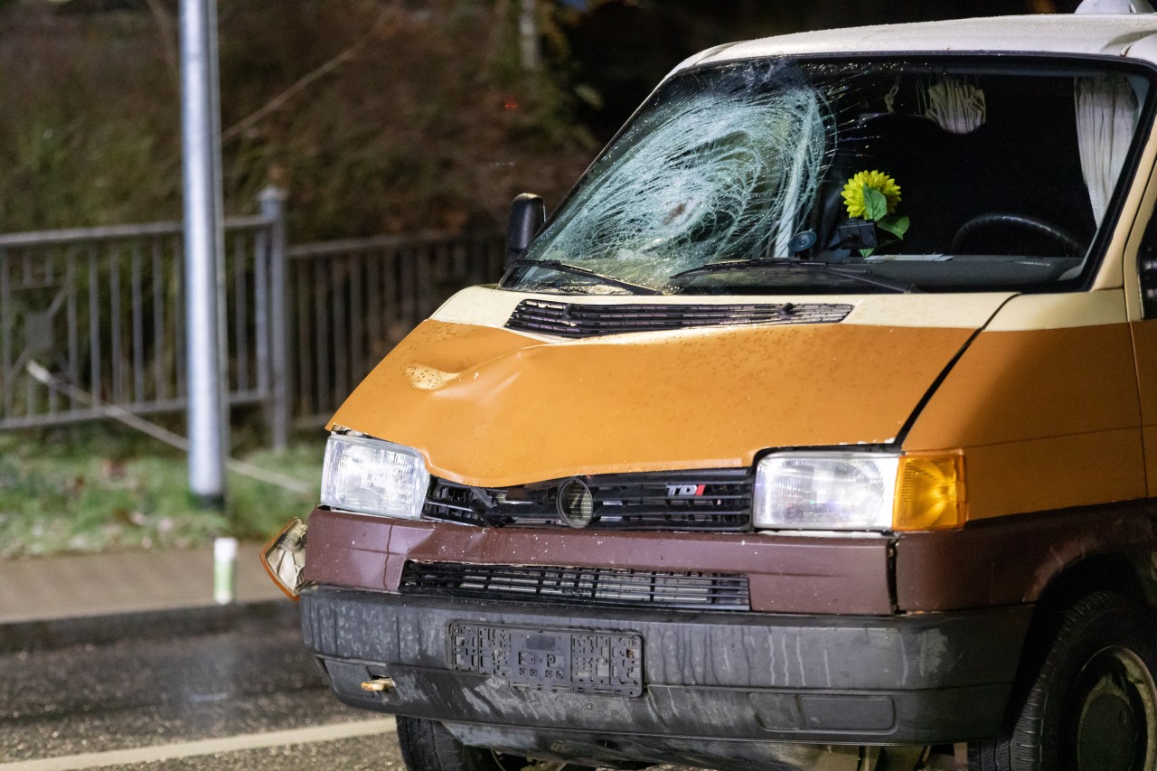 Dem Kleintransporter ist der Aufprall deutlich anzusehen. 