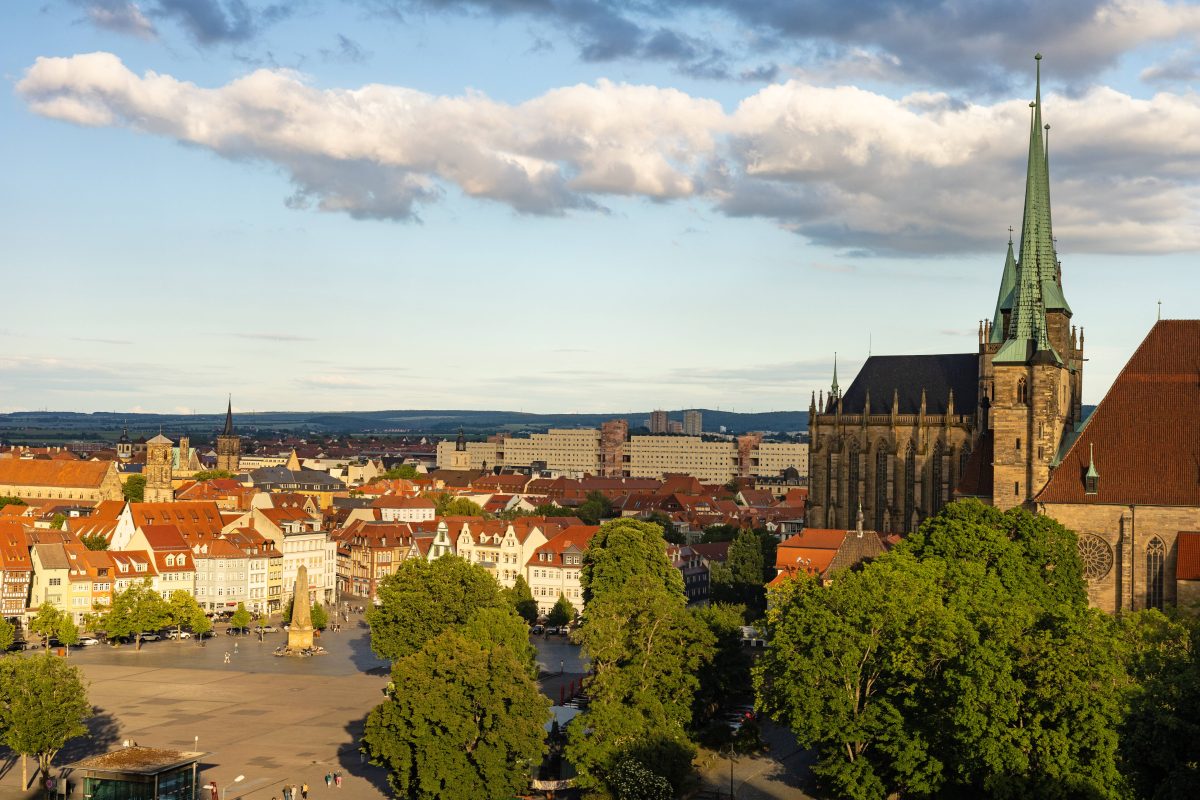 Blick auf die Innenstadt von Erfurt und dem Dom