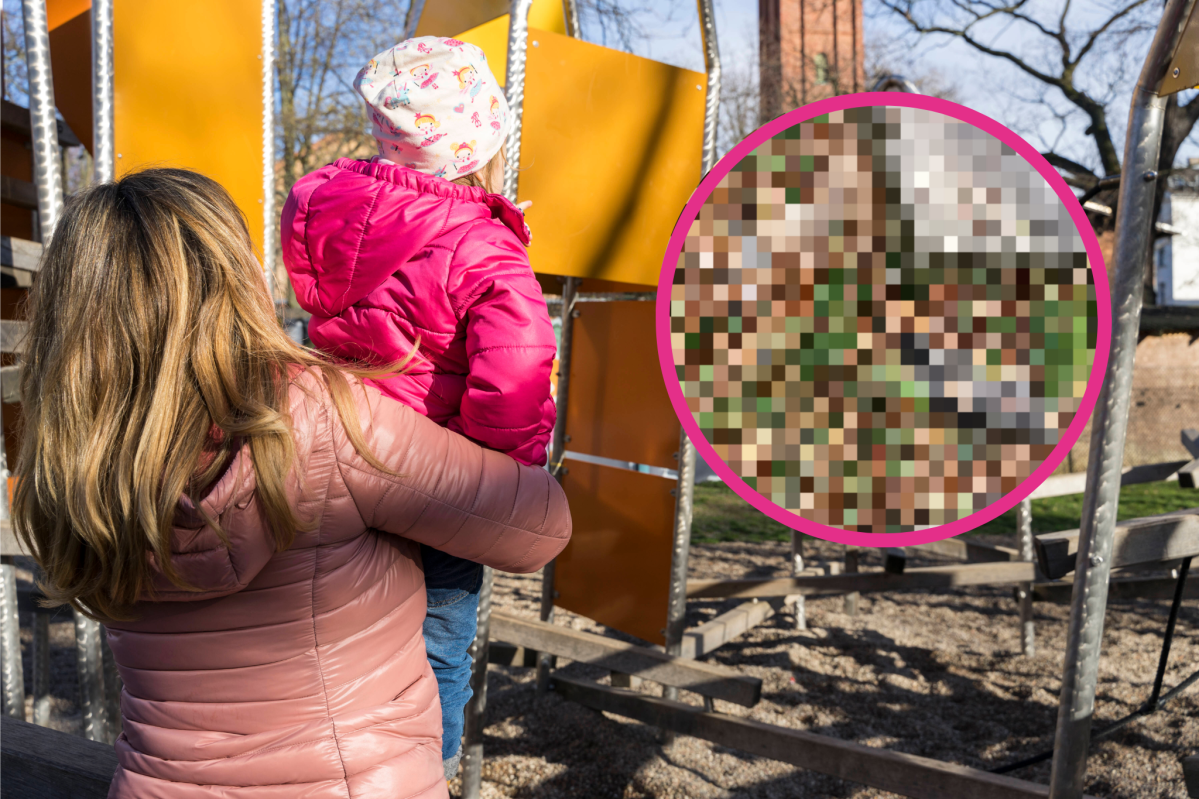 Unfassbare Entdeckung auf einem Spielplatz in Thüringen! (Symbolbild/Montage)