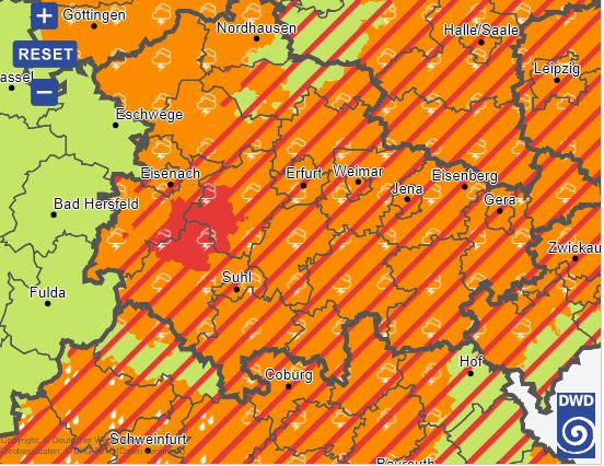 DWD-Warnkarte von 15.50 Uhr.